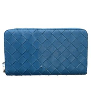 Bottega Veneta Sky-Blue Continental Small Intrecciato Weave Wallet (Large)